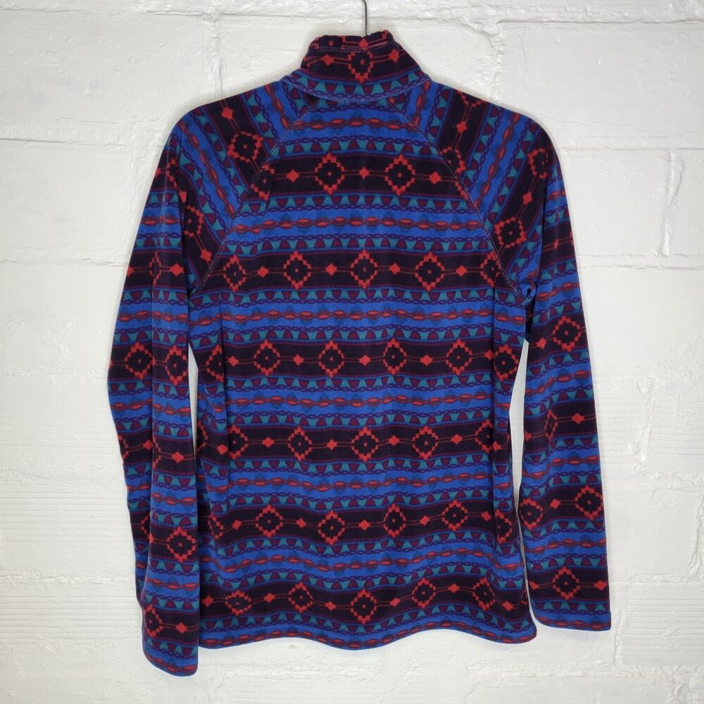Eddie Bauer Women's Medium 1/2 Zip Pullover Fleece Blue Red - Picture 2 of 4